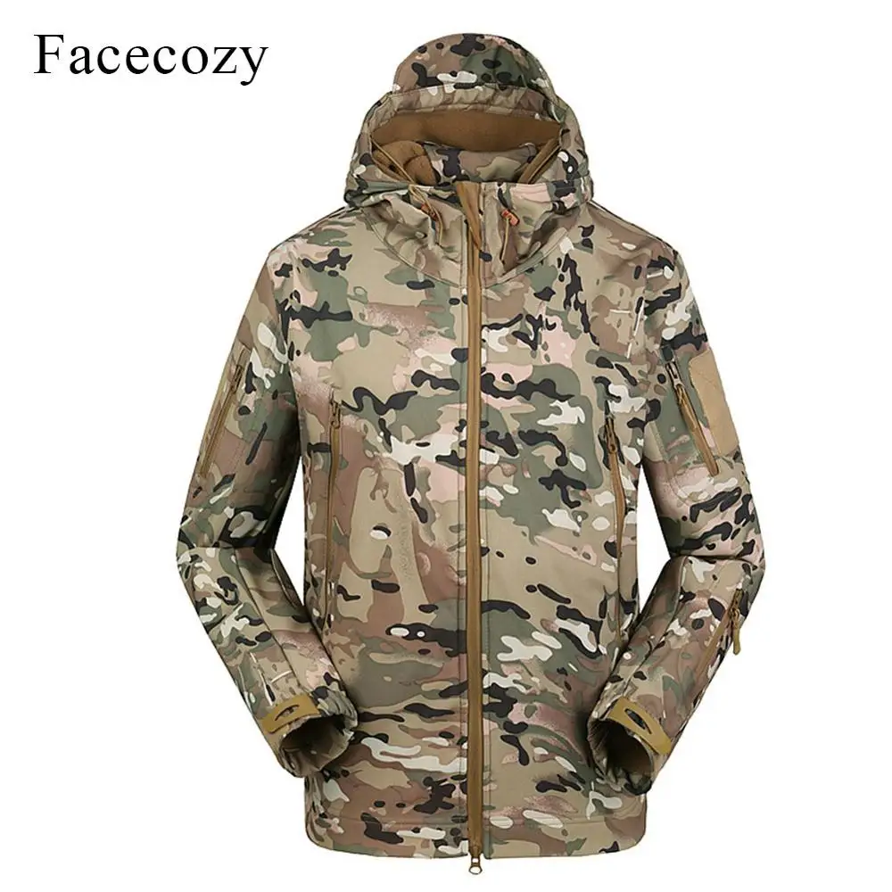 Facecozy для мужчин водонепроницаемые походные куртки Военная Тактическая ветрозащитная куртка софтшелл Кемпинг Охота камуфляж indbreak - Цвет: CP Camouflage
