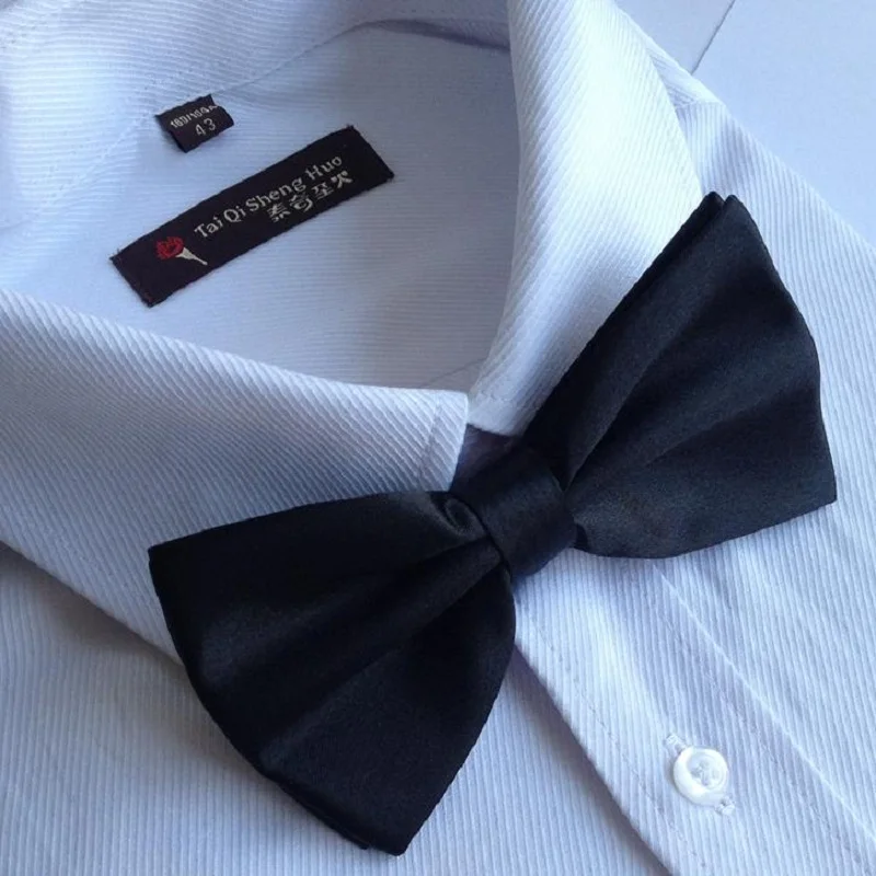 Мужской галстук бабочка HOOYI однотонный из шелка с черным бантом 2019|bow tie for men|mens bow