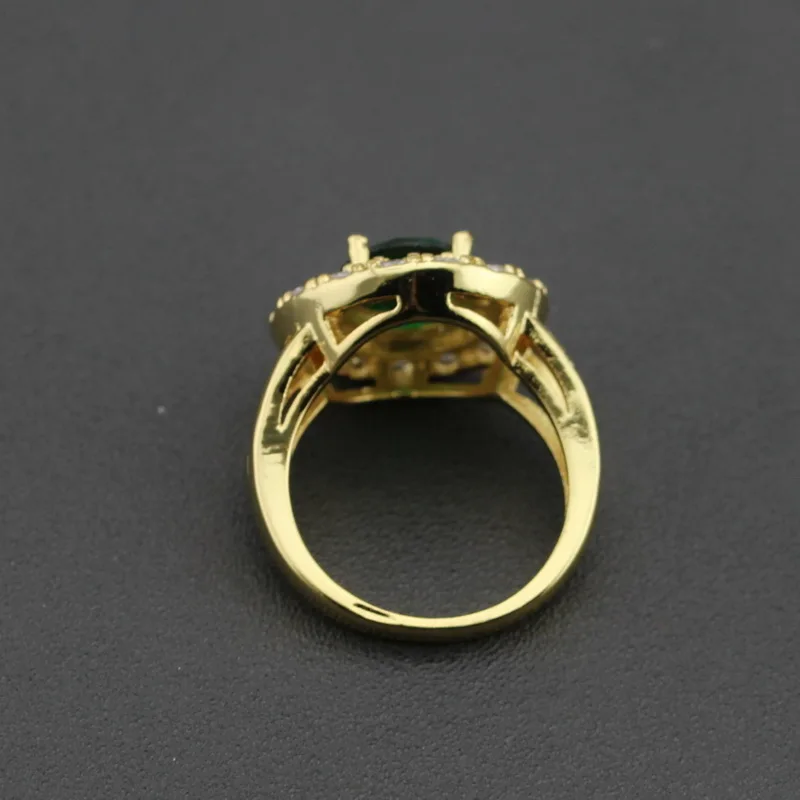 Элегантный женский комплект украшений с зеленым цирконием и белым кристаллом