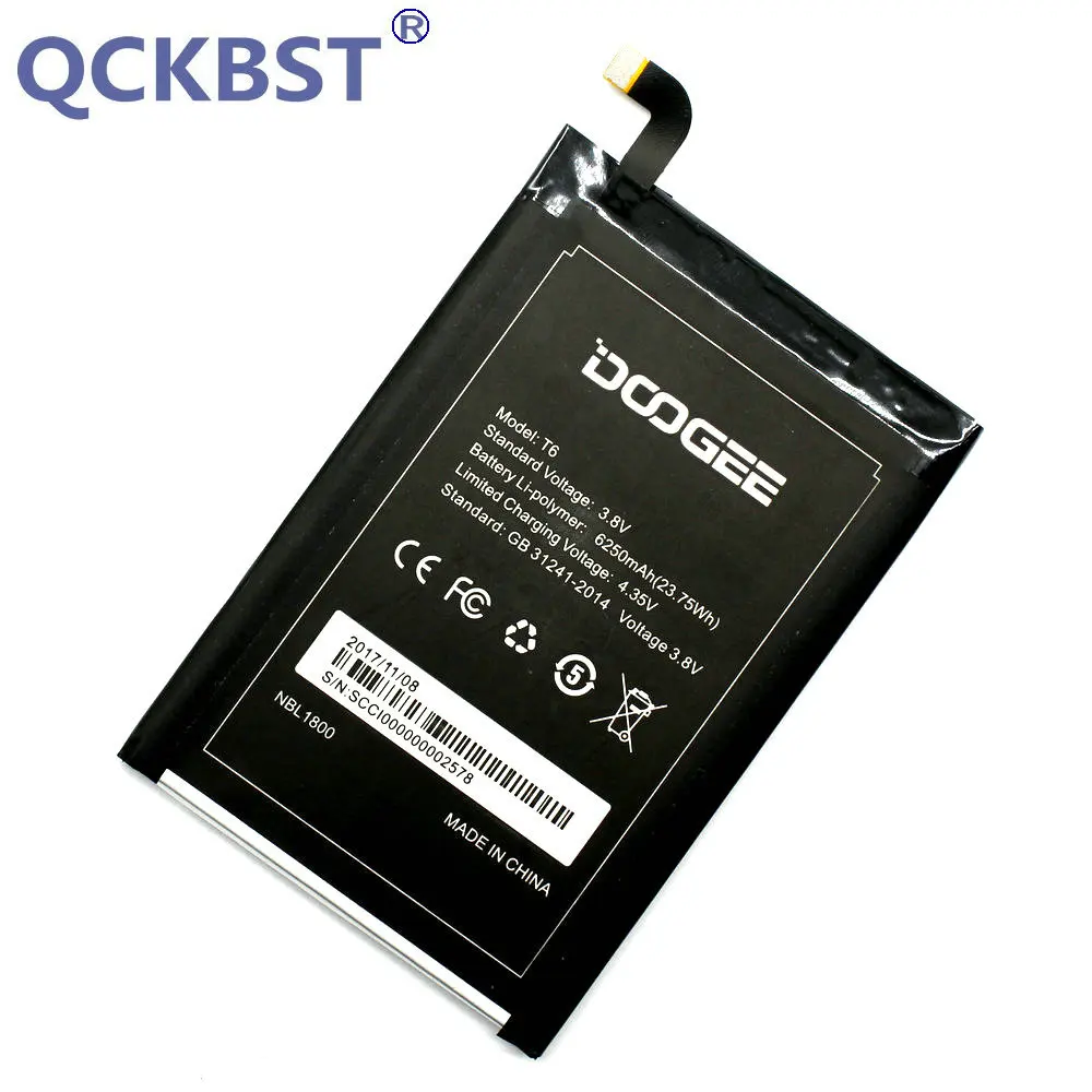 QCKBST для сотового телефона HT6 и DOOGEE T6 6250 мАч оригинальные сменные батареи