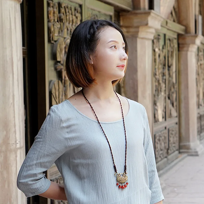 Yanting Vintage Copper Alloy Lock Pendant Necklace For Women Wholesale Long Sweater Chain Female 0116 |