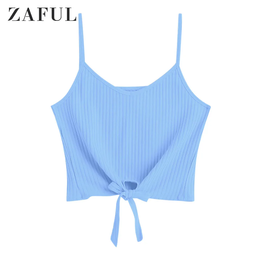 Женский короткий топ на бретельках ZAFUL короткие топы с вырезом спереди