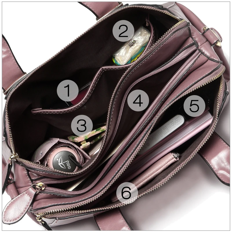 VASCHY Patent Leather Satchel Bag for Women Fashion Top Handle Handbag Work Tote Purse with Triple Compartments Briefcase