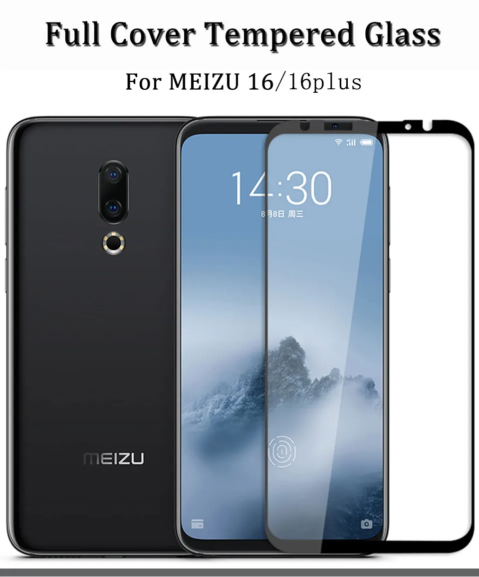 Закаленное стекло полное покрытие для Meizu 16th 16 Plus Защитная пленка экрана 15 16X