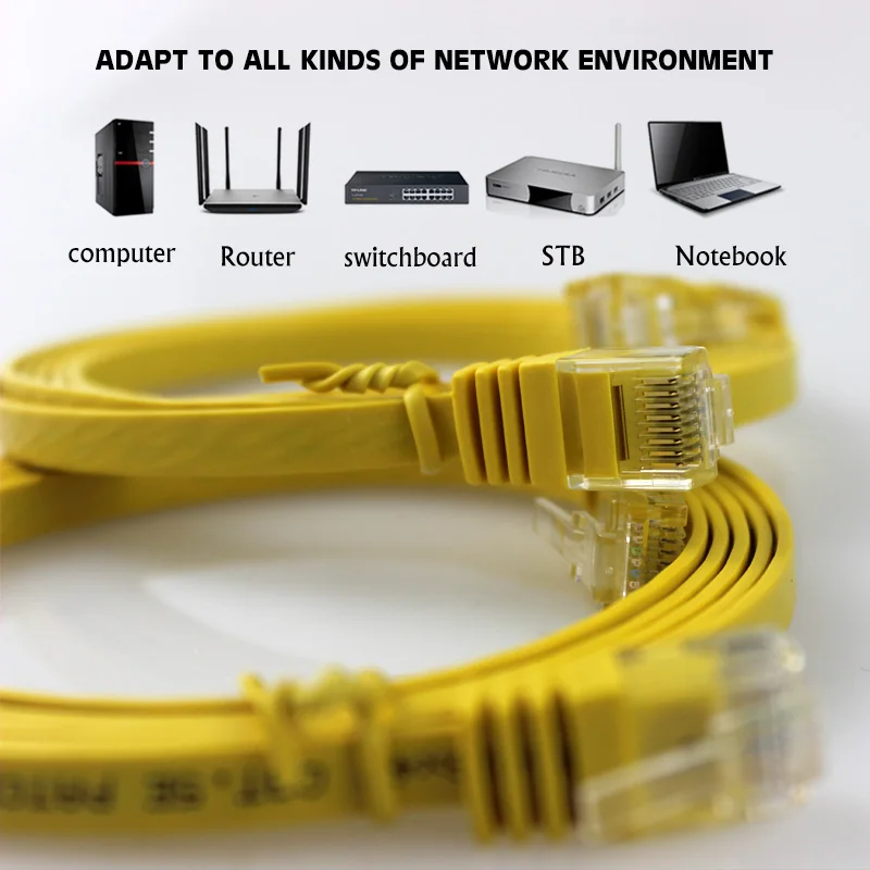 1 5 м желтый Перемычка FTP/UTP cat5e кабель 30AWG плоский провод EIA/TIA 568B RJ45 50U кристальная