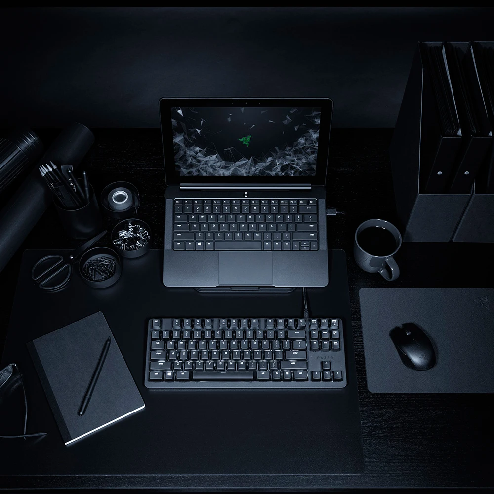 Проводная Механическая игровая клавиатура razer Basilisk Essential BlackWidow Lite с 87 клавишами, бесшумная тактильная оранжевая клавиатура