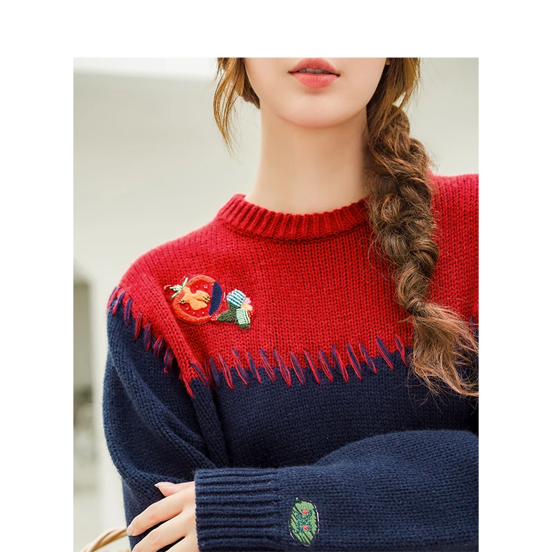 Инман зимний контрастный цвет аппликация и вышивка художественный женский