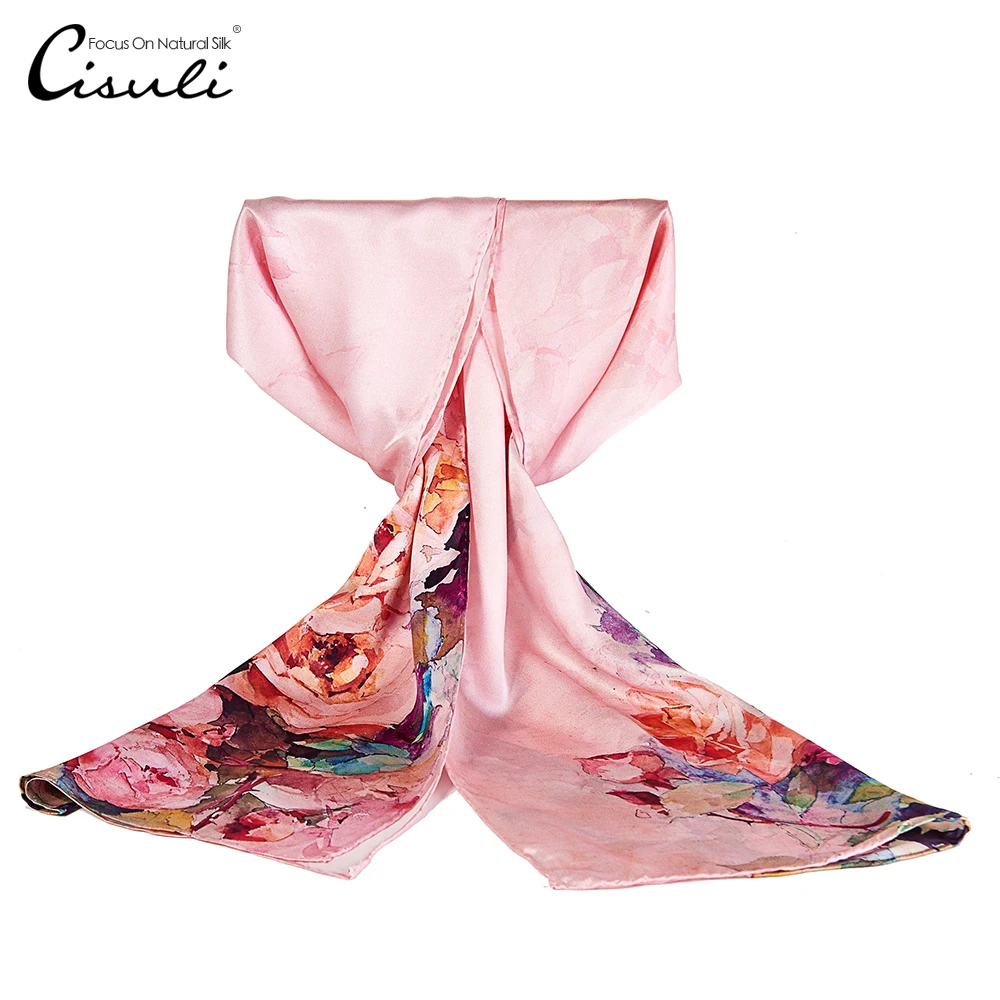 

CISULI 100% Natural Silk Scarf For Women New Desigual Shawls 52X170cm Accesorios Mujer for moda mujer 2019 -Multi-Color option