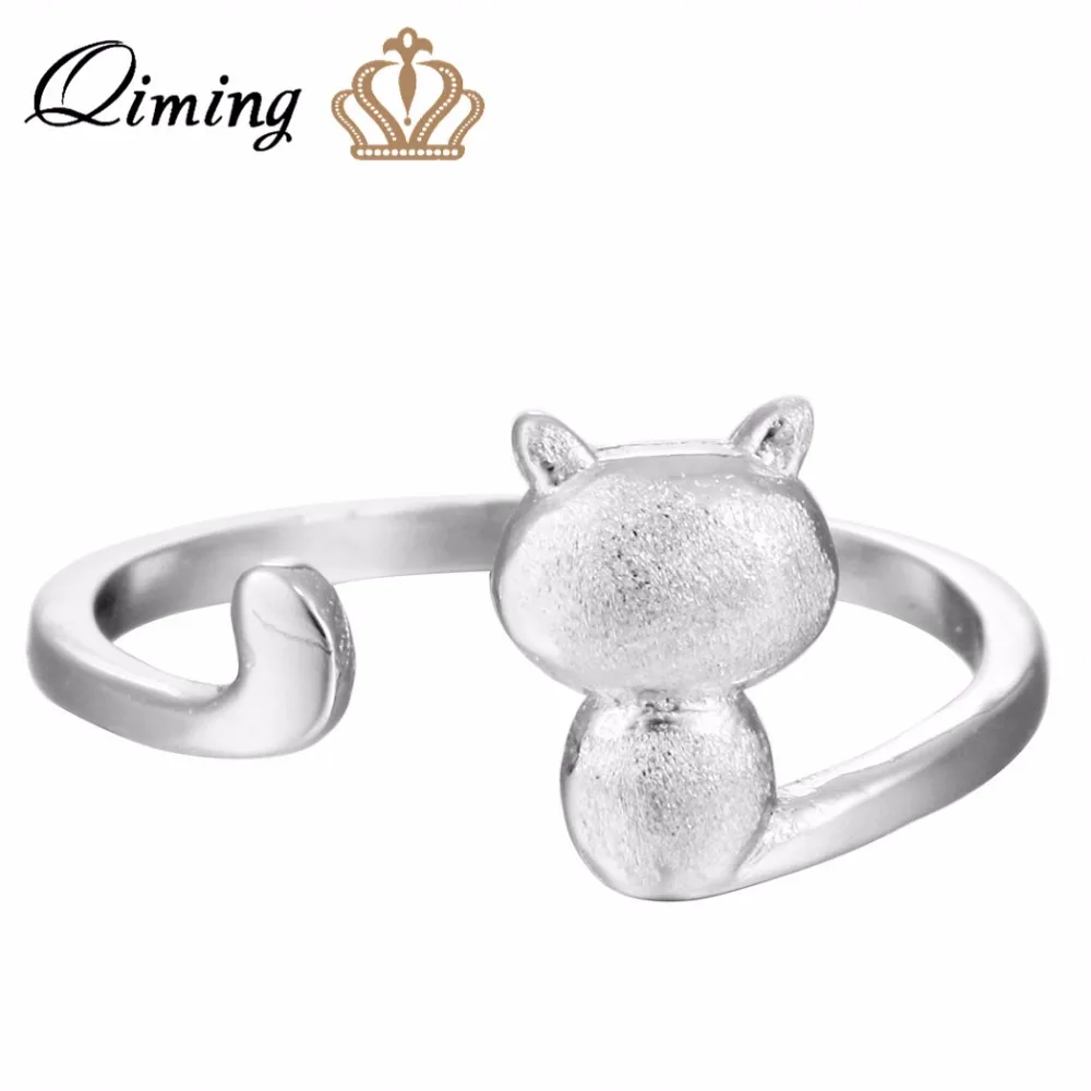 QIMING Симпатичная кошка Модные кольца для женщин полированные Ювелирные изделия