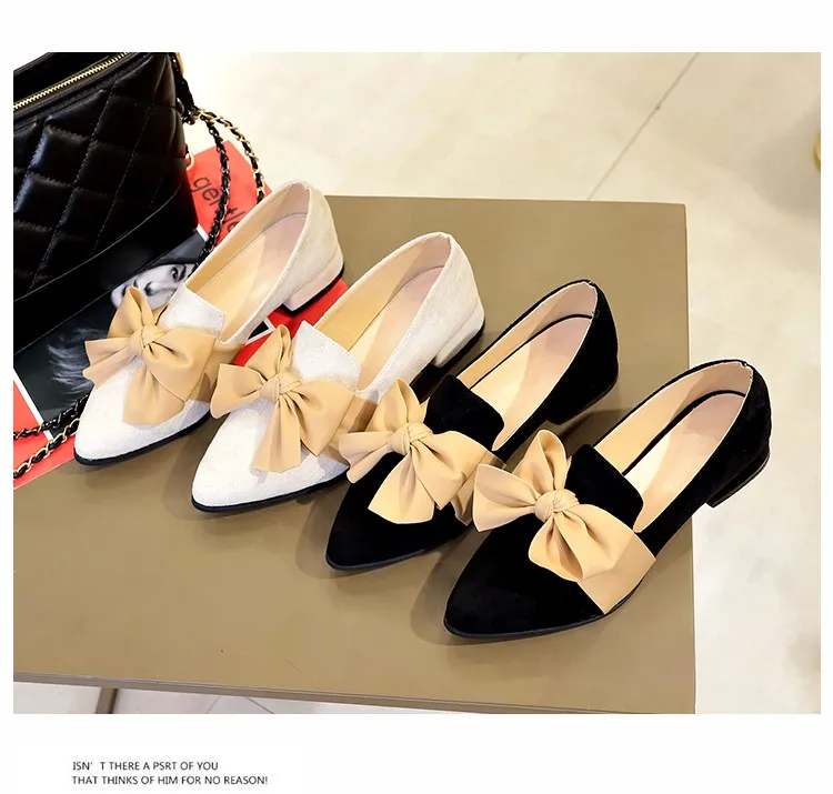 Обувь в горошек с бантом в Корейском стиле; тонкие туфли с острым носком; Новинка года; сезон весна; модная женская обувь