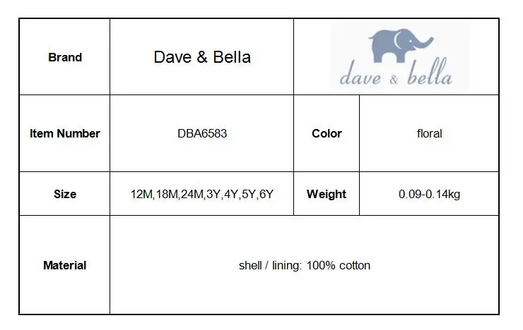 Dave bella/летнее платье с цветочным рисунком для маленьких девочек; милая детская одежда для малышей без рукавов в стиле Лолиты; костюмы; DBA6583