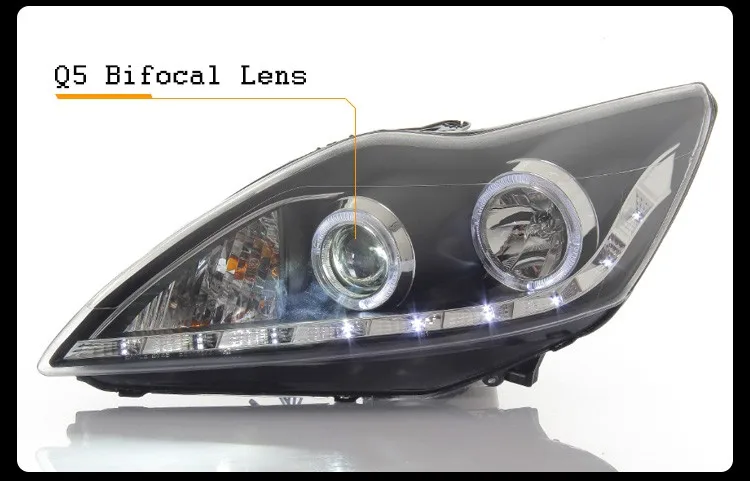 Автомобильный Стильный чехол на головную лампу для Ford Focus 2009, светодиодный налобный фонарь, DRL Объектив, двойной луч, биксенон, автомобильные аксессуары