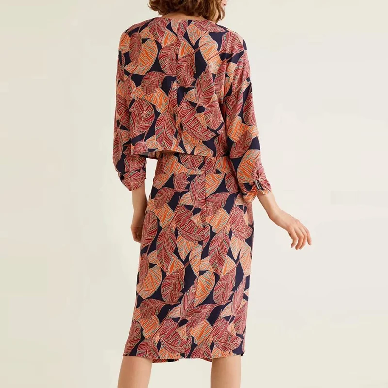 Женский свободный костюм Heydress винтажный с длинным рукавом юбка разрезом и