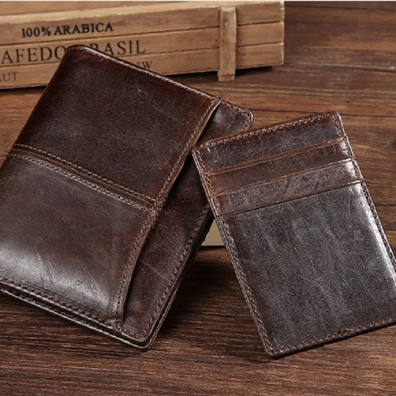 Мужской кошелек Norbinus из натуральной кожи короткий бумажник воловьей кредитница