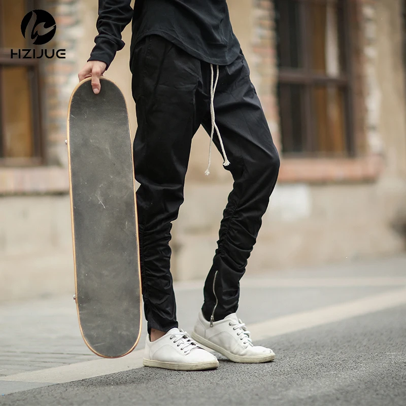 Джастин Бибер боковой молнии для мужчин slim fit повседневные мужские s хип хоп jogger байкерские брюки Swag спортивные брюки обтягивающие брюки луч ноги брюки