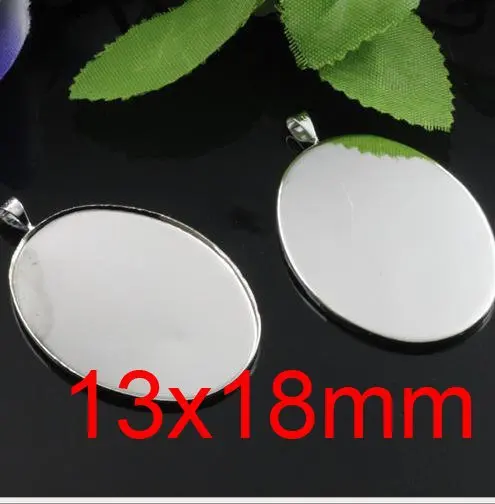 Free shipping!!! Lead Free 400pcs/lot Inside size 13x18mm silver plated oval Cameo Base Sett DIY pendant findings