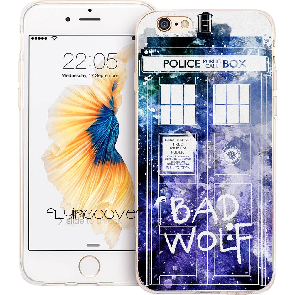 Coque Bad Wolf с изображением ТАРДИСа из сериала Доктор Кто Мягкие силиконовые чехлы