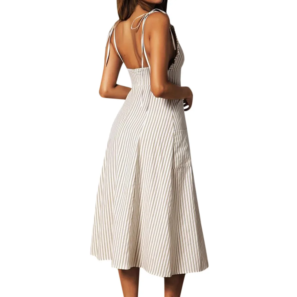 Vetement femme 2019 Для женщин летнее платье Летнее богемное спагетти кнопка для ремешка