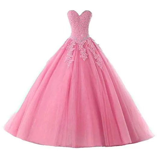 ANGELSBRIEP Sweetheart Quinceanera Dresses For 15 Party Formal Appliques Beading Tulle Vestidos De Debutantes Party Gowns - Цвет: Pink