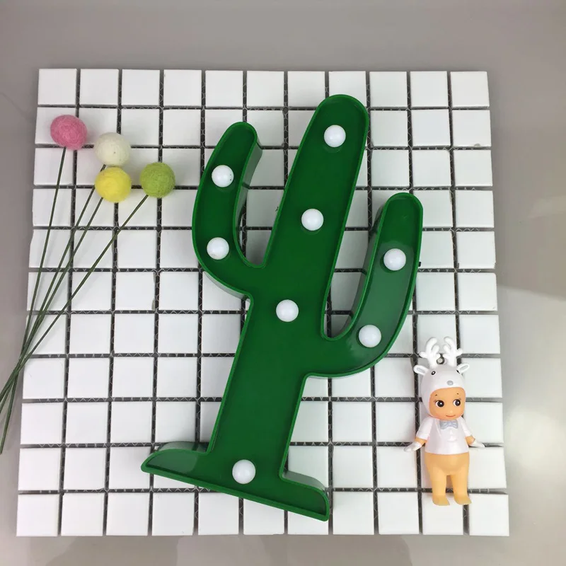 Cactus Ночник Фламинго/ананас/Кактус/дерево украшение дома аксессуары для детской комнаты 3D фигурки миниатюры реквизит для фотографии - Цвет: Cactus