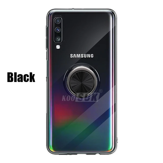 Черный A90 A80 Роскошный прозрачный силиконовый чехол для samsung Galaxy A70 Крышка для A50 A40 A30 A20 A10 A9 Pro A7 A9 чехол со звездой - Цвет: Черный