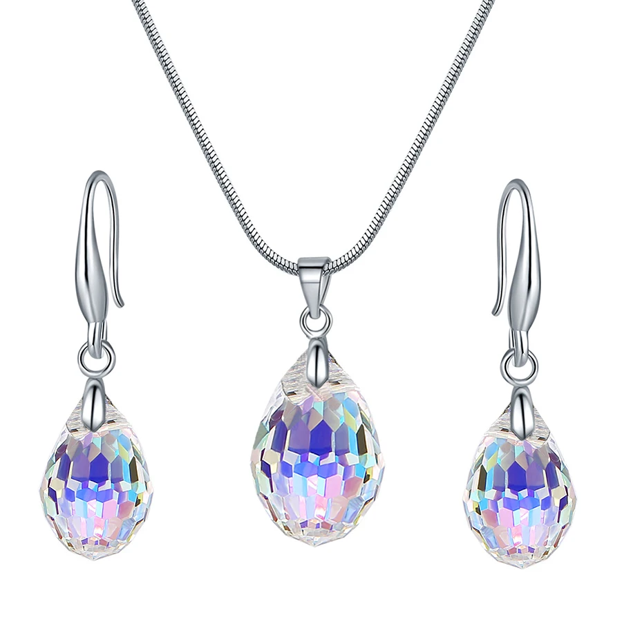 Malanda, новинка, модный набор с круглыми кристаллами Swarovski, ожерелье, висячие серьги для женщин, ювелирный набор, для свадебной вечеринки, подарок для девушек