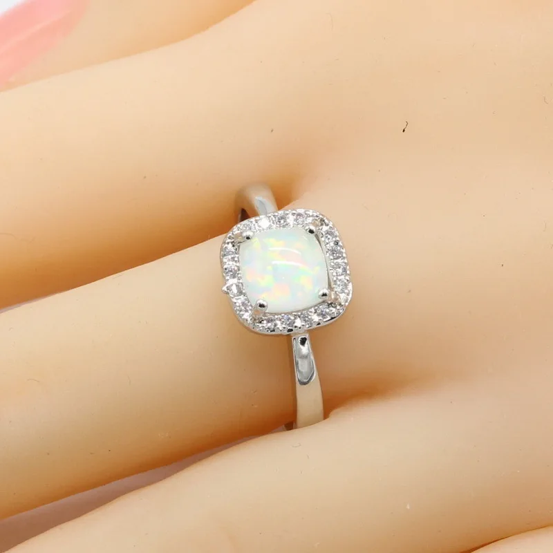 Красивый длинный Квадратный Белый Огненный опал 925 пробы серебряные серьги