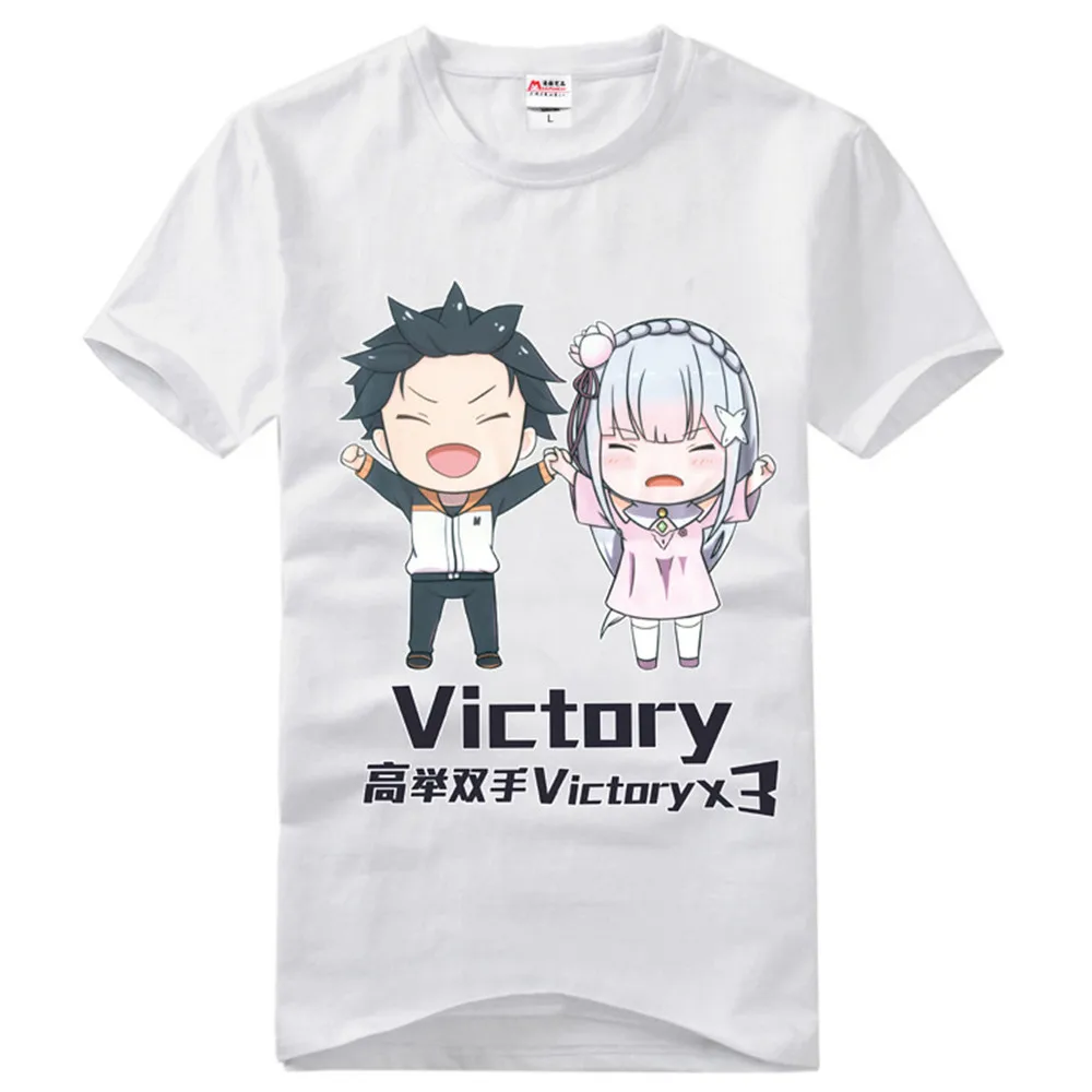 Косплей Re:Zero kara Hajimeru Isekai Seikatsu футболка аниме Emilia Rem студенческие топы с героями