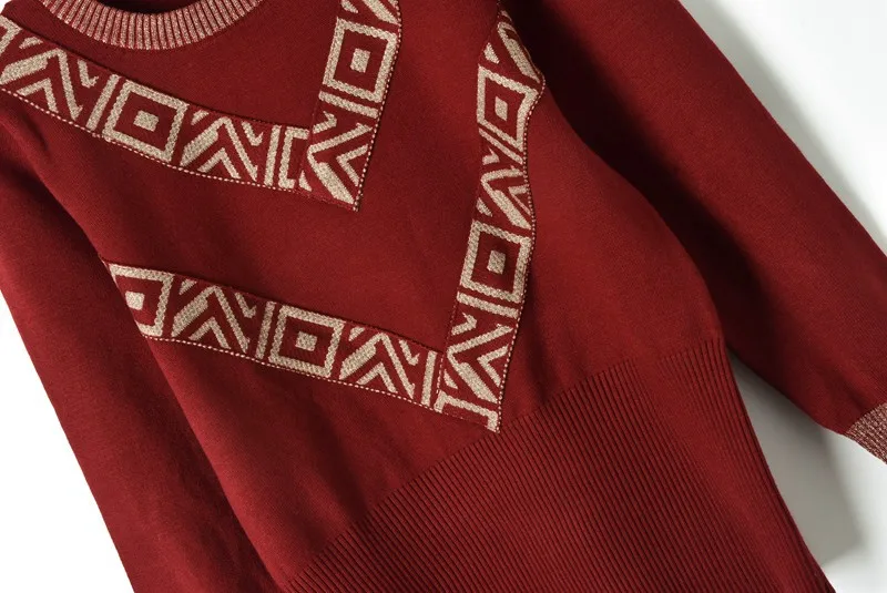 Womens Sweaters 2018 Winter Long Sleeve O-neck Argyle Jacquard Knit and Pullovers Black Red Blue Clothes Women | Женская одежда