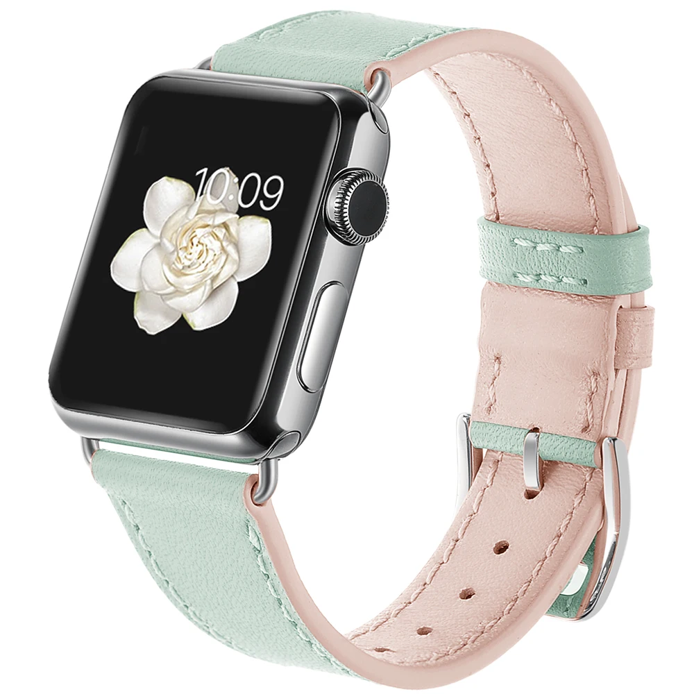 Простой Стиль двойной Цвет женские ремешок для наручных часов Apple Watch 38 мм 42 из