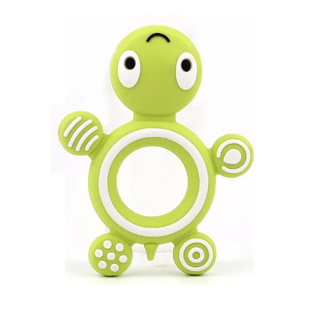 Turtle--Green Силиконовые жевательные бусины, круглая звезда, шестиугольник, сердце, животное, прорезыватель, цепочка для соски, сделай сам, ожерелье, пластиковые клипсы, застежки, красочные, Bpa бесплатно - Цвет: Turtle--Green