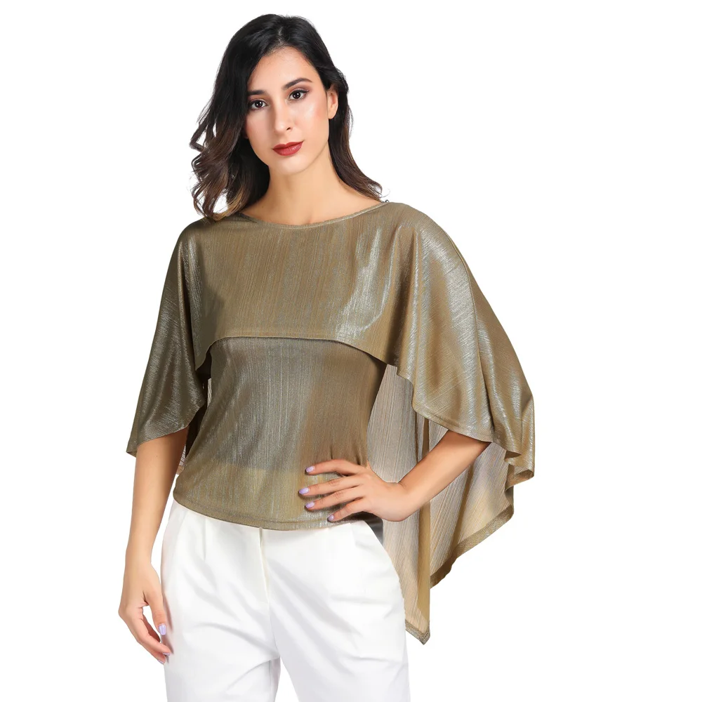 Grace Karin Sexy Women's T-shirt Backless Clubwear Irregular Drape Decorated Cape Tops Fashion Lady Solid Color | Женская одежда