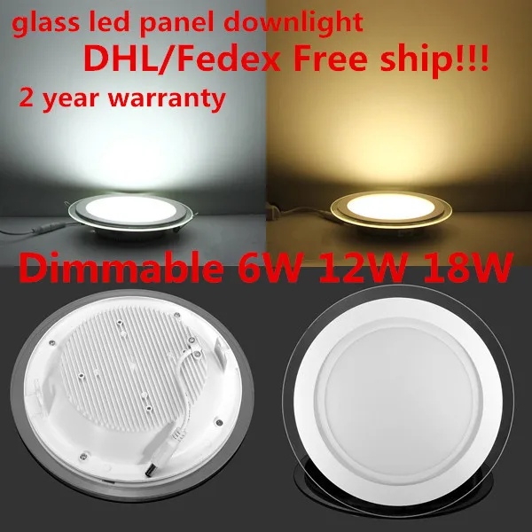 

20pcs Dimmable square LED Panel Downlight and 30pcs Round 6W glass ceiling recessed lights Warm Cold White led Light
