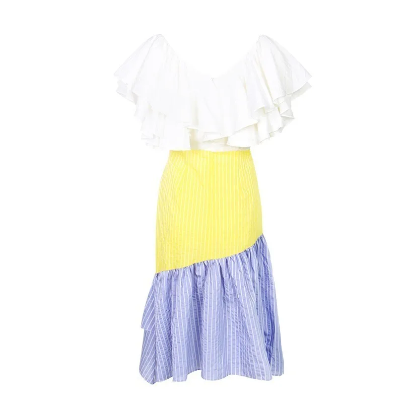 TWOTWINSTYLE элегантное популярное цветное женское платье с v образным вырезом