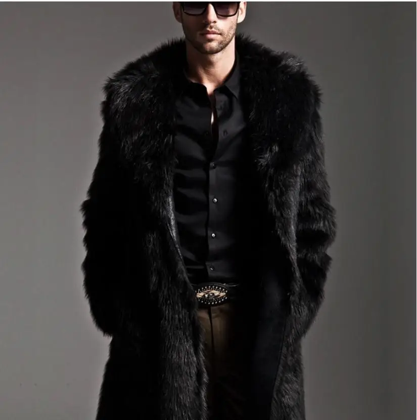 Мужские зимние осенне-зимние меховые пальто из искусственного меха больших
