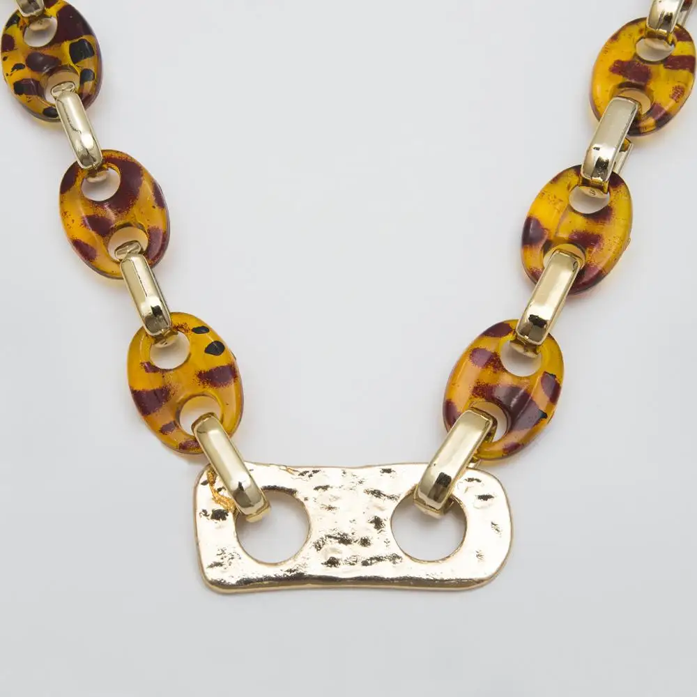 VANMOS винтажный Леопардовый цвет акриловый Ожерелье-чокер для женщин шеи