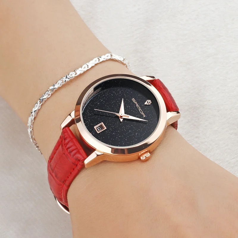 

2017 Luxury Brand Sanda Fashion Watches Women Leather Ultra Slim Gold Quartz Watch Female Clock Relogio Feminino Montre Gift New