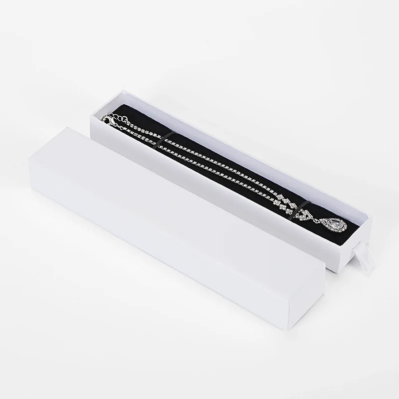 White 4x21x3cm Розовый коричневый ящик из крафт-бумаги, коробка для ювелирных изделий, черные коробки для ювелирных изделий, упаковка браслета, подарочные коробки для ювелирных изделий, для колец, дисплей - Цвет: White 4x21x3cm