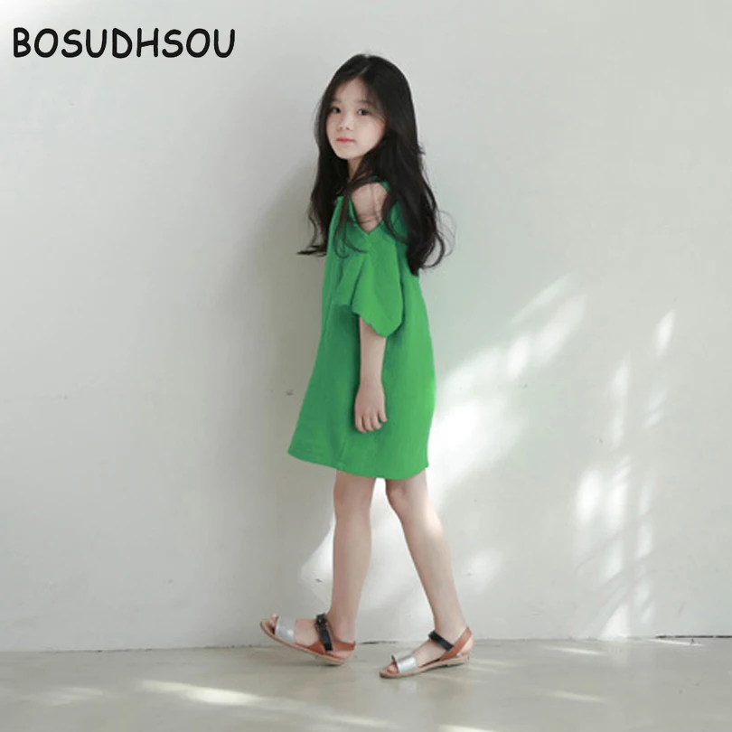 Bosudhsou/летнее платье для девочек Детские платья без бретелек праздничное