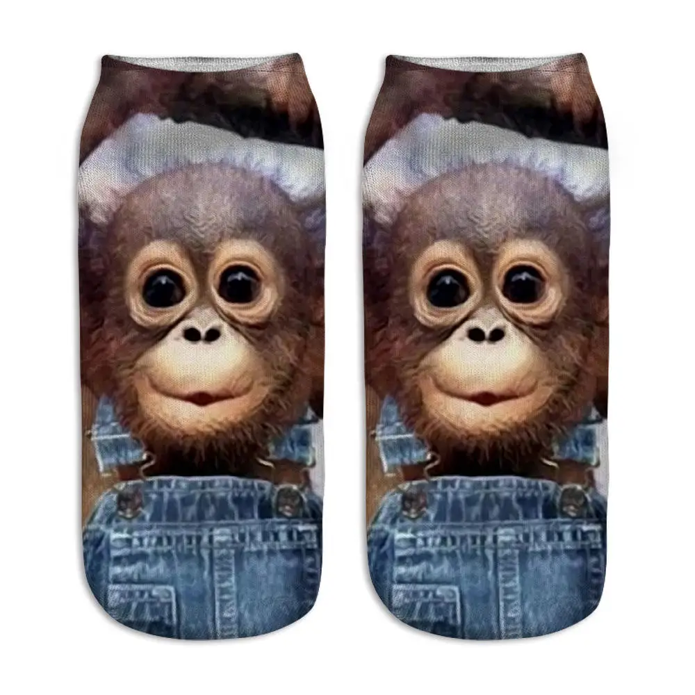Носки с 3D принтом милые укороченные носки унисекс изображением животных и