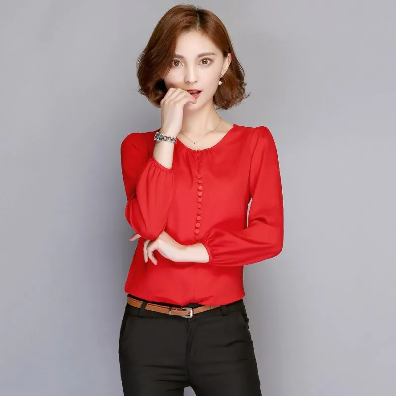 Женская блузка EFINNY белая/розовая с длинным рукавом|chiffon blouses shirts|blouse shirtblouse long |