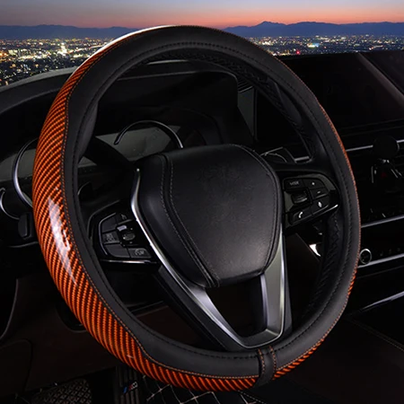 Orange HuiER 7 деревянных стилей крышка рулевого колеса автомобиля Мода для 37 38 см 1" автомобильные аксессуары Оплетка на руль ручной Бар - Название цвета: Orange