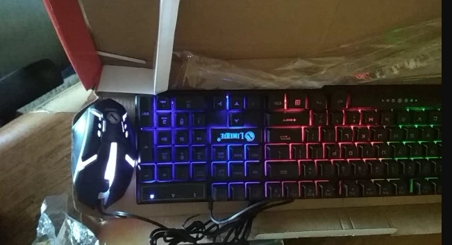 CARPRIE GT300 USB проводной Красочный светодиодный с подсветкой ПК Радуга игровая клавиатура мышь комплект Ju02