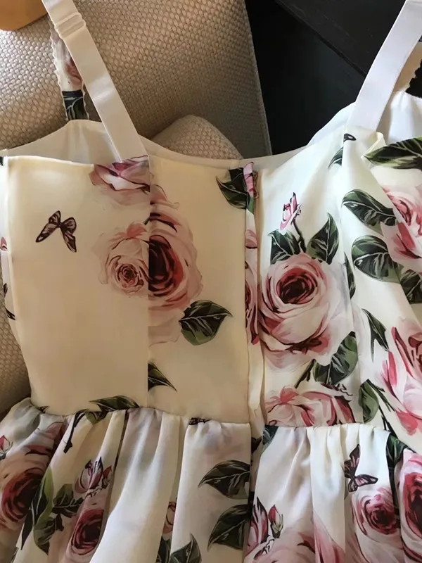 Г. женские без рукавов платье на бретелях flora rose печатных бальное платье