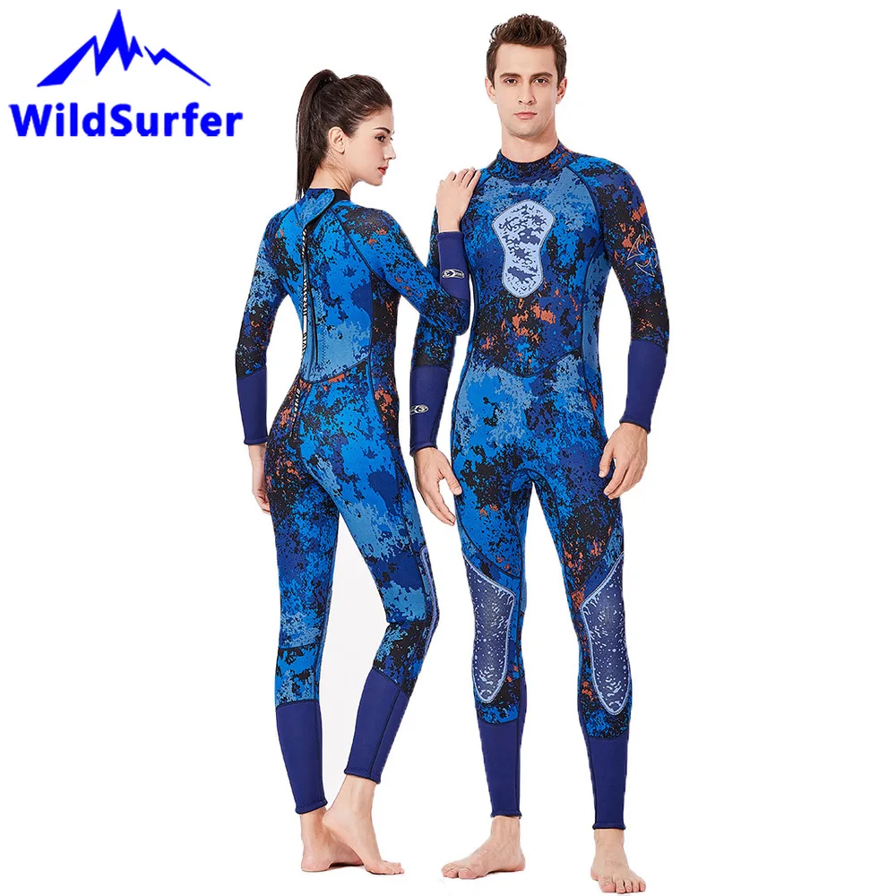 WildSurfer 3mm SCR Neoprene Wetsuits Women One-piece Dive Skins Spearfishing Camouflage Couple Wetsuit Men Swim Diving Suit W128