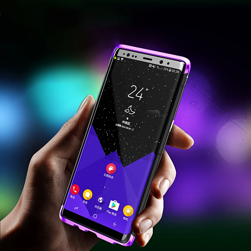 360 противоударный защитный чехол для samsung Galaxy Note 8, чехол s 2 в 1, алюминиевый металлический бампер+ жесткий чехол из поликарбоната