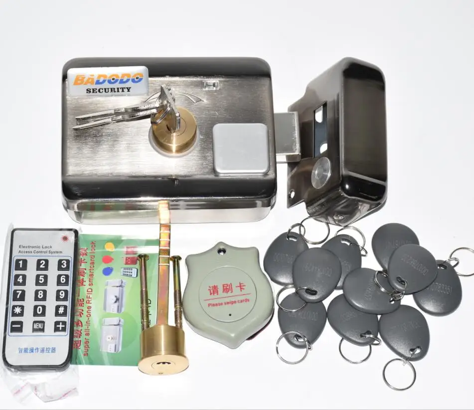 kit 1 Открытый 10 тегов электрический замок и ворота замок система контроля доступа электронный интегрированный RFID дверной обод замок с ID считыватель 125 кГц - Цвет: kit 1