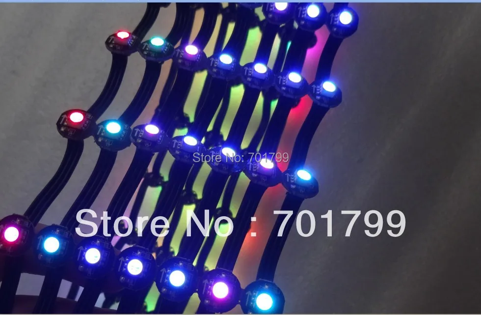 Черный пиксельный узел DC5V WS2811 led 5050 SMD 50 шт. струны Черные провода Расстояние между