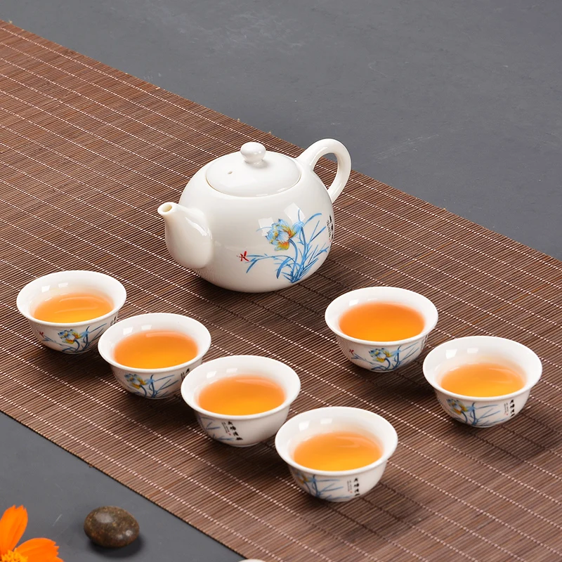 Китайский чайный сервиз Gaiwan голубой и белый фарфор Чайный набор кунг-фу Супница керамическая чашка для чая здоровье чайный горшок чайная чашка мастер чашки - Цвет: see chart