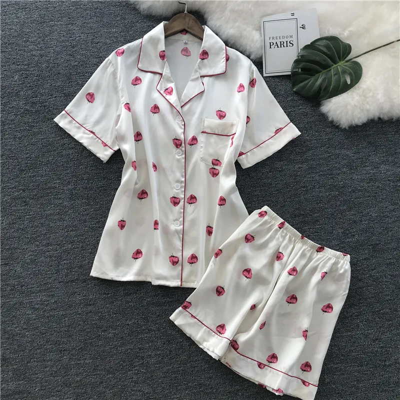 Женская пижама с коротким рукавом MECHCITIZ шелковая из атласа и шорт лето | одежда